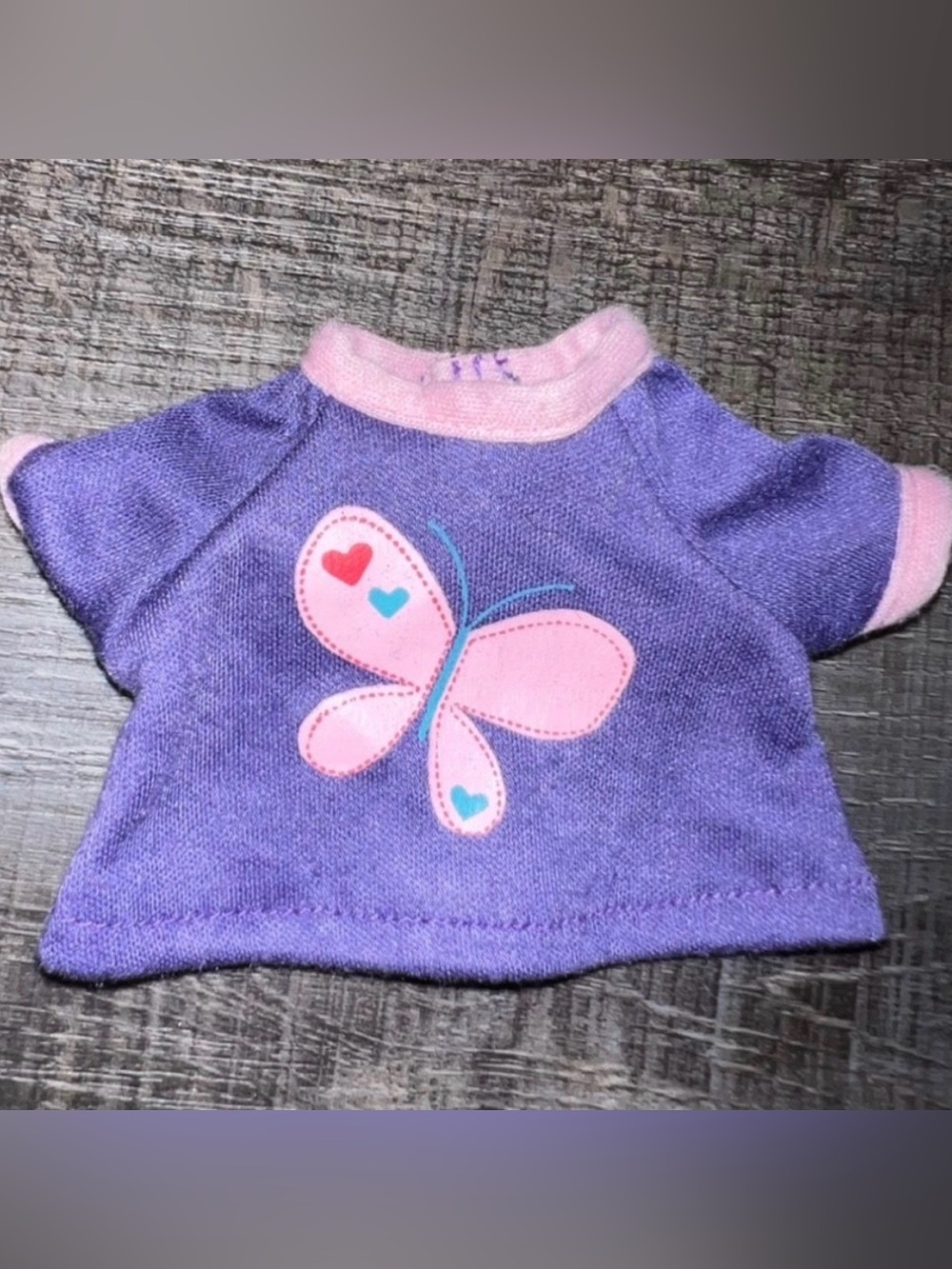 💞 Purple Doll Tee with Pink Butterfly for Toy Dolls